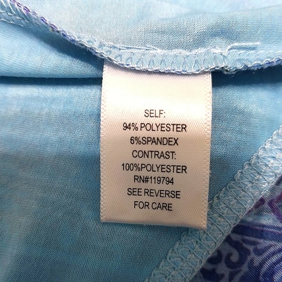 Live and let live Womens Top PM Petite Medium Blue Purple Butterfly Cap Sleeve - Picture 8 of 12